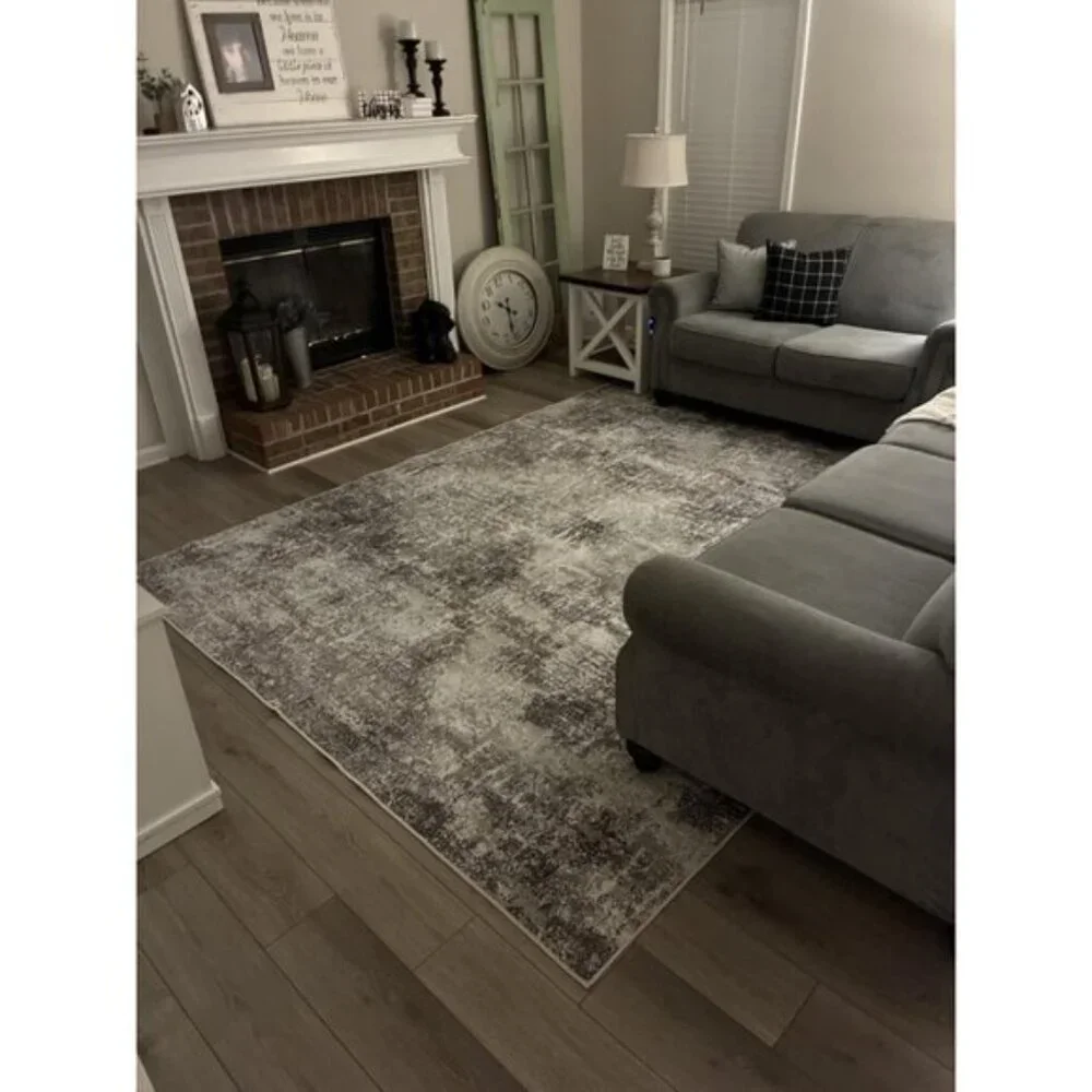 New 8x10 Washable Area Rug, Modern Abstract Non-Slip Carpet for Home & Room